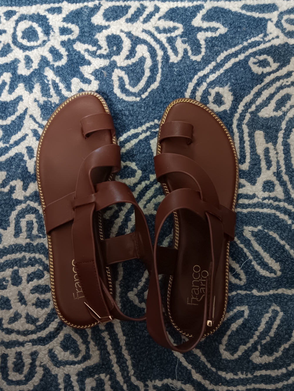 Franco Sarto Brown Strappy Leather Flat Sandals Size 8